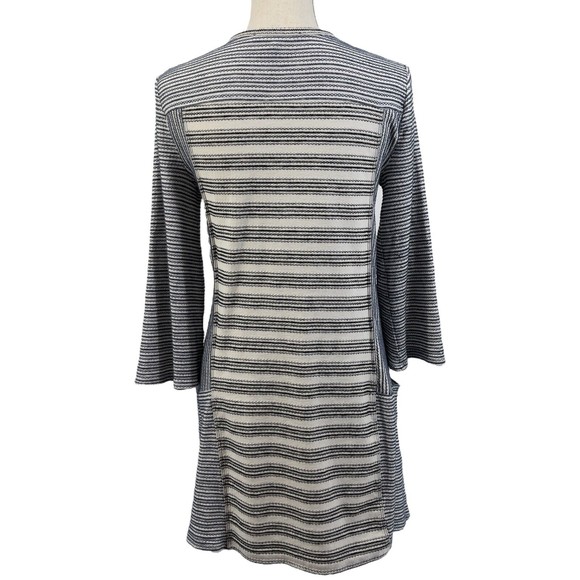 BCBGMaxAzria Lani Lace Up Front Embroidered Striped Knit Tunic Dress Womens S - Picture 2 of 14